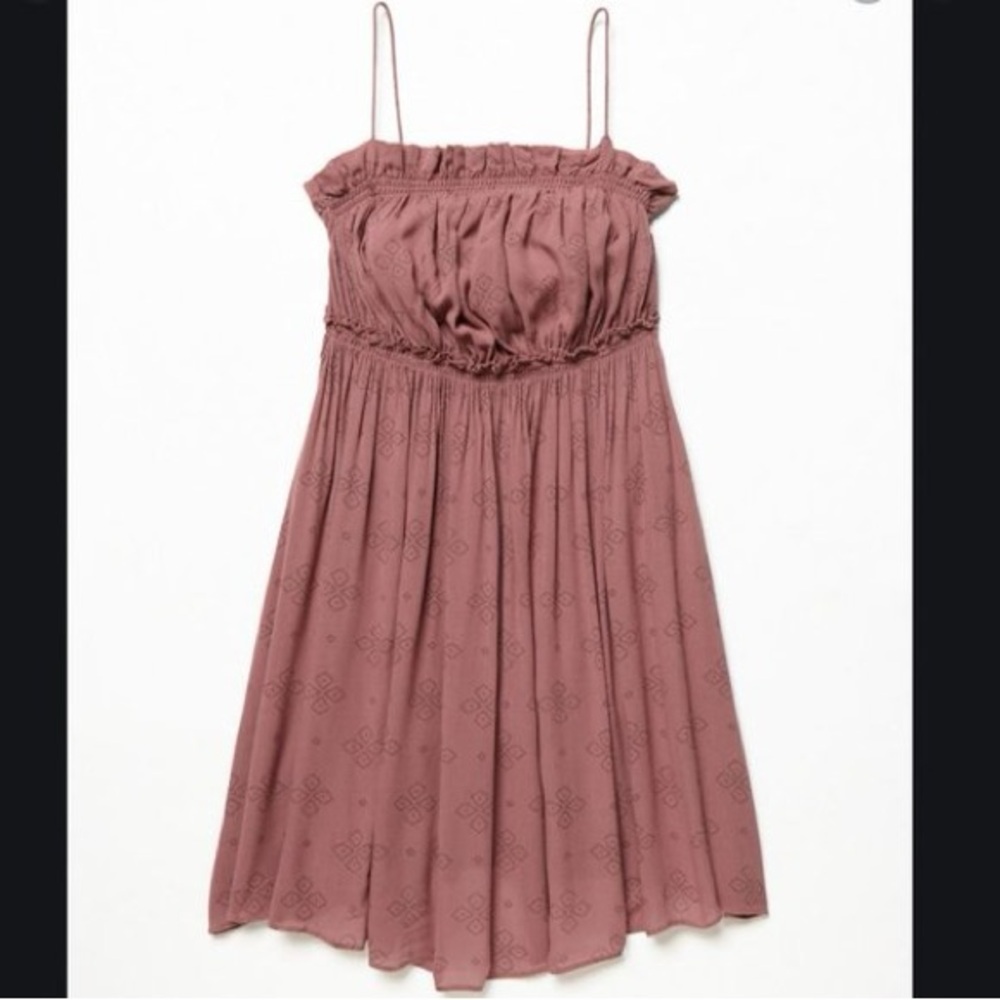 EUC Intimately by Free People Jolene mini slip ruffle babydoll dress in red-clay